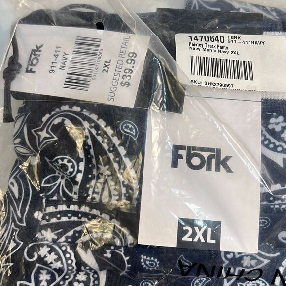 ‎FBRK Paisley bandanna Track Pants- NWT - Picture 3 of 5